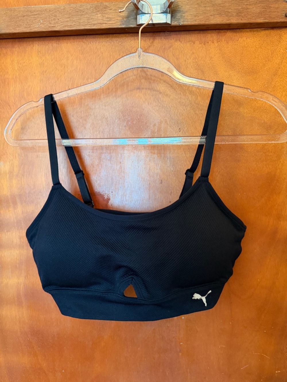 Puma Black Ribbed Adjustable-Strap Sports Bralette
